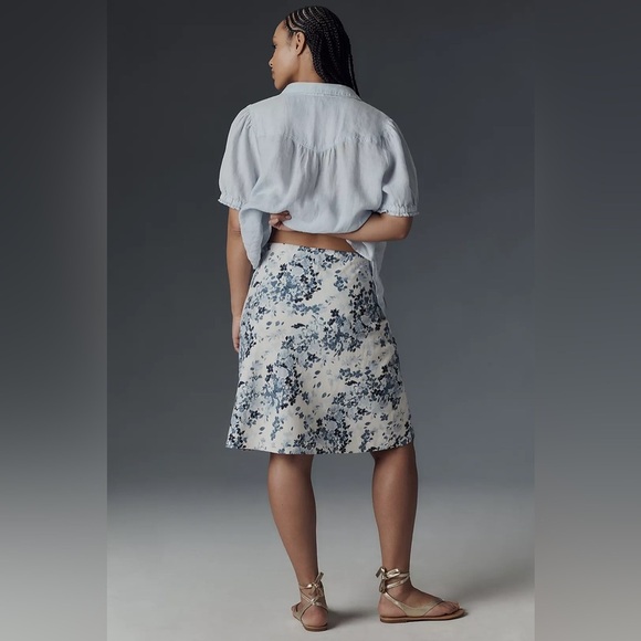 NWT! Anthropologie Tilda Knee-Length Slip Skirt: Linen Edition - Size Medium 🍟 - Picture 7 of 10